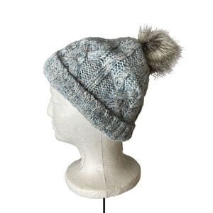 Banana Republic all over grey cable knit beanie Pom Pom